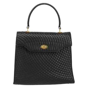 BALLY Hand Bag Leather Black Gold Auth 154724 - 0