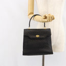 BALLY Hand Bag Leather Black Gold Auth 154724-23