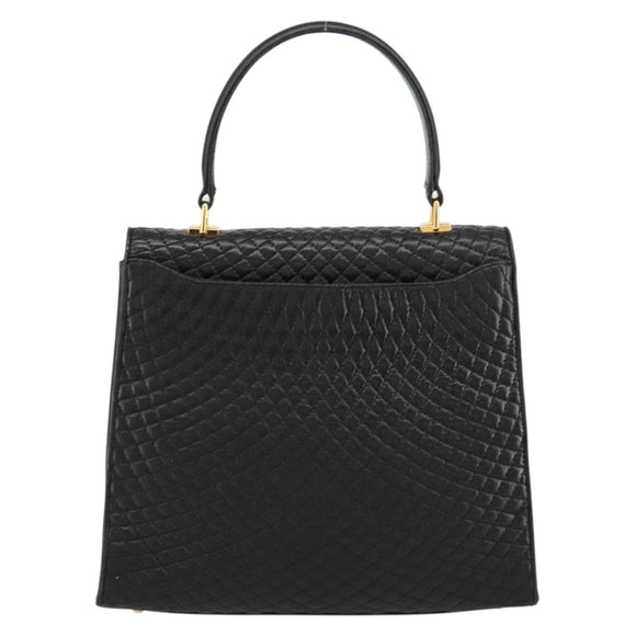BALLY Hand Bag Leather Black Gold Auth 154724