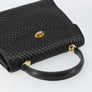 BALLY Hand Bag Leather Black Gold Auth 154724-6