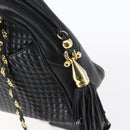 BALLY Chain Shoulder Bag Leather Black Gold Auth 154725-17
