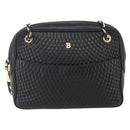 BALLY Chain Shoulder Bag Leather Black Gold Auth 154725-13