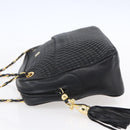 BALLY Chain Shoulder Bag Leather Black Gold Auth 154725-3
