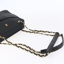 BALLY Chain Shoulder Bag Leather Black Gold Auth 154725-7