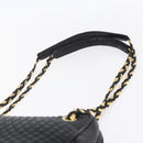 BALLY Chain Shoulder Bag Leather Black Gold Auth 154725-8