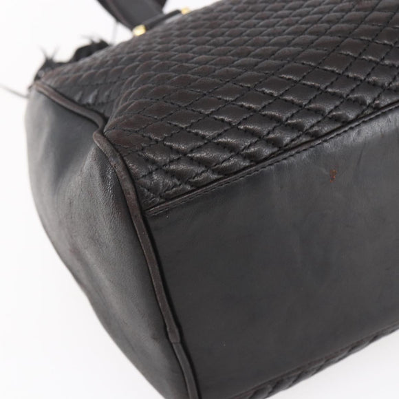 BALLY Hand Bag Leather Black Gold Auth 154726