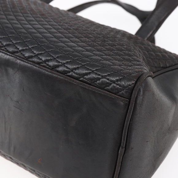 BALLY Hand Bag Leather Black Gold Auth 154726