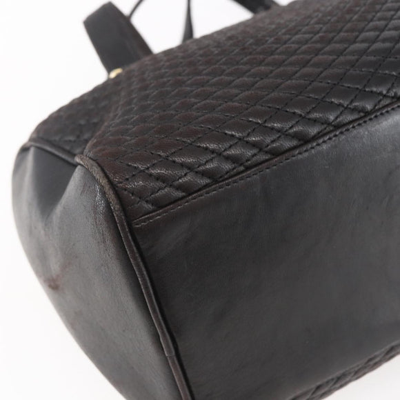 BALLY Hand Bag Leather Black Gold Auth 154726