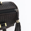 BALLY Hand Bag Leather Black Gold Auth 154726-14