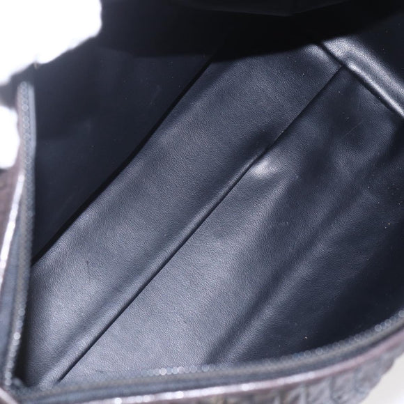 BALLY Hand Bag Leather Black Gold Auth 154726