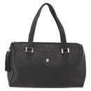 BALLY Hand Bag Leather Black Gold Auth 154726-2