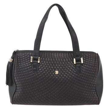 BALLY Hand Bag Leather Black Gold Auth 154726 - 0