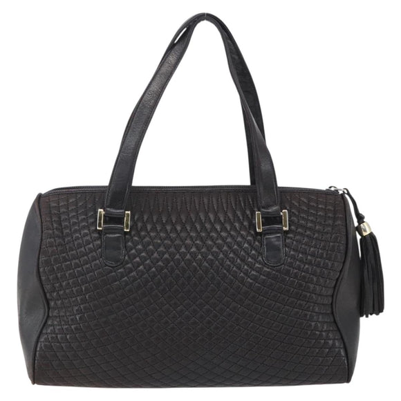 BALLY Hand Bag Leather Black Gold Auth 154726