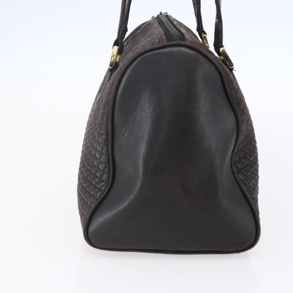 BALLY Hand Bag Leather Black Gold Auth 154726