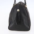BALLY Hand Bag Leather Black Gold Auth 154726-5