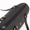 BALLY Hand Bag Leather Black Gold Auth 154726-6