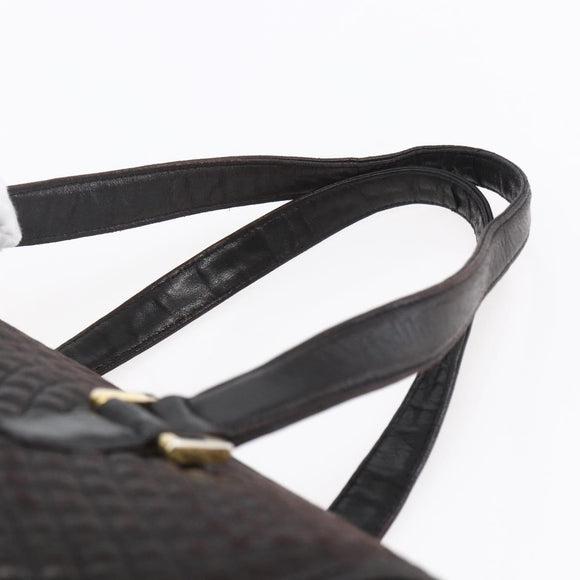 BALLY Hand Bag Leather Black Gold Auth 154726