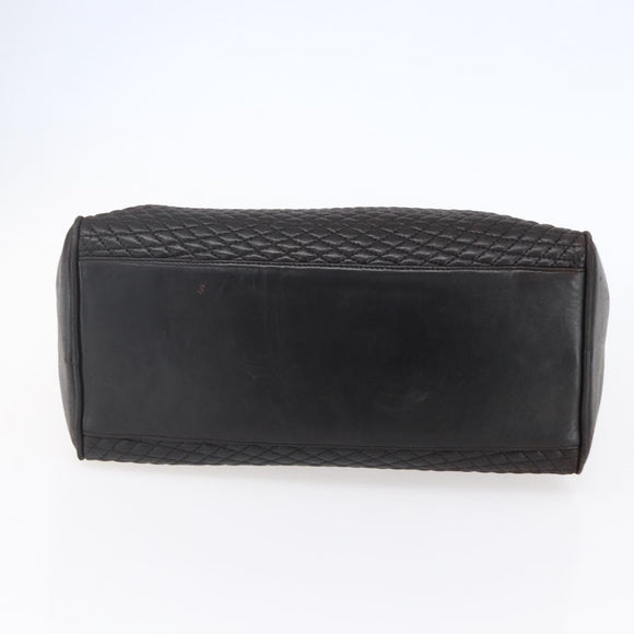 BALLY Hand Bag Leather Black Gold Auth 154726