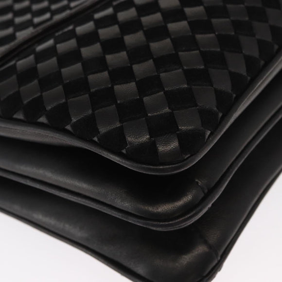 BALLY Hand Bag Leather 2way Black Gold Auth 154727