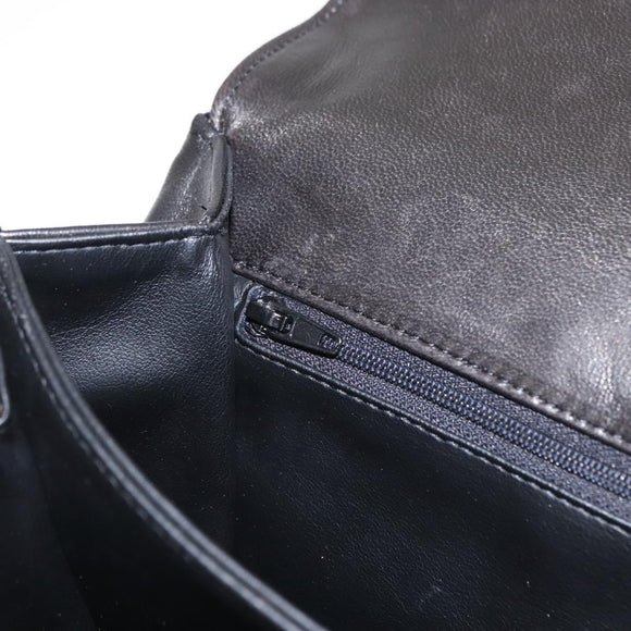 BALLY Hand Bag Leather 2way Black Gold Auth 154727