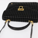 BALLY Hand Bag Leather 2way Black Gold Auth 154727-6