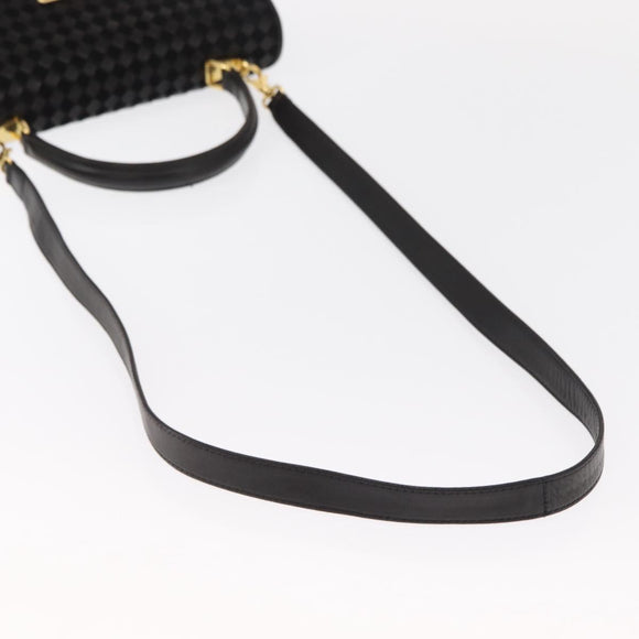 BALLY Hand Bag Leather 2way Black Gold Auth 154727