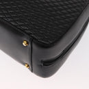 BALLY Quilted Hand Bag Leather Black Gold Auth 154728-13