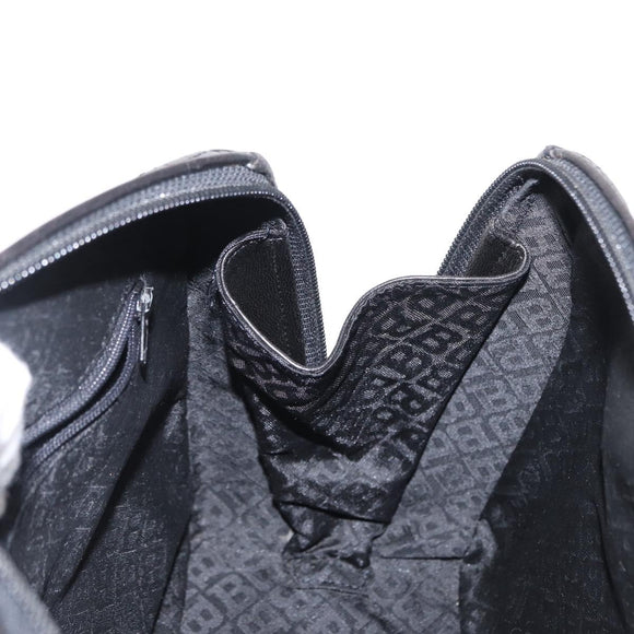 BALLY Quilted Hand Bag Leather Black Gold Auth 154728