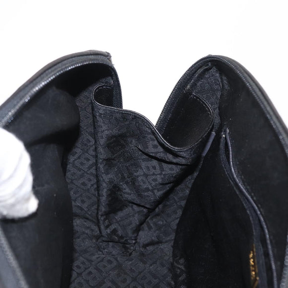 BALLY Quilted Hand Bag Leather Black Gold Auth 154728