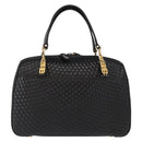 BALLY Quilted Hand Bag Leather Black Gold Auth 154728-2