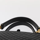 BALLY Quilted Hand Bag Leather Black Gold Auth 154728-8