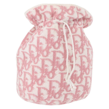 Christian Dior Trotter Canvas Pouch Pile Pink Auth 154730