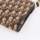 Christian Dior Trotter Canvas Shoulder Bag Brown Gold Auth 154731-12