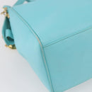 Christian Dior Micro bag Hand Bag Leather 2way Light Blue Gold Auth 154733-15