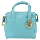 Christian Dior Micro bag Hand Bag Leather 2way Light Blue Gold Auth 154733-13