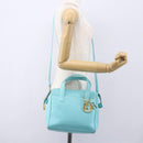 Christian Dior Micro bag Hand Bag Leather 2way Light Blue Gold Auth 154733V-25