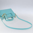 Christian Dior Micro bag Hand Bag Leather 2way Light Blue Gold Auth 154733-9