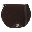 Christian Dior Trotter Canvas Shoulder Bag Brown Gold Auth 154734-1