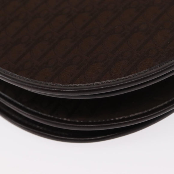 Christian Dior Trotter Canvas Shoulder Bag Brown Gold Auth 154734