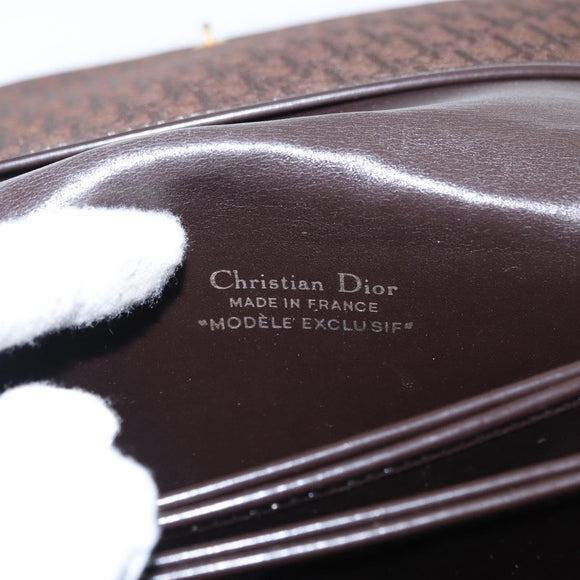 Christian Dior Trotter Canvas Shoulder Bag Brown Gold Auth 154734