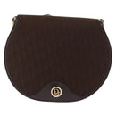 Christian Dior Trotter Canvas Shoulder Bag Brown Gold Auth 154734-2