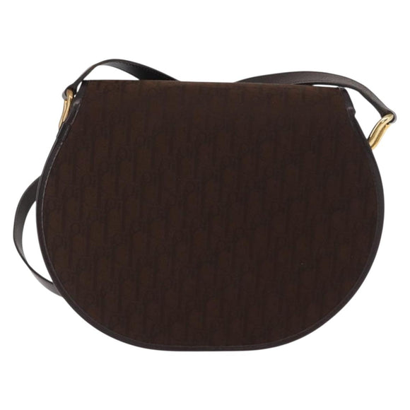 Christian Dior Trotter Canvas Shoulder Bag Brown Gold Auth 154734