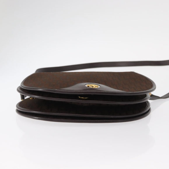 Christian Dior Trotter Canvas Shoulder Bag Brown Gold Auth 154734