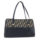 Christian Dior Trotter Canvas Hand Bag Navy Gold Auth 154735-1