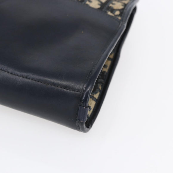 Christian Dior Trotter Canvas Hand Bag Navy Gold Auth 154735