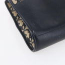 Christian Dior Trotter Canvas Hand Bag Navy Gold Auth 154735-14