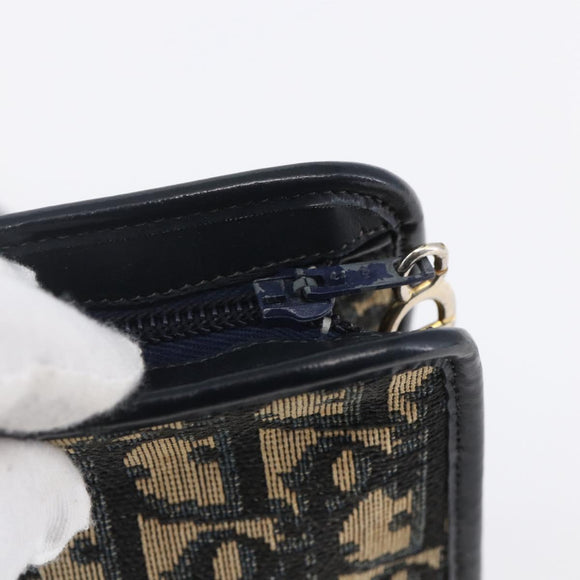 Christian Dior Trotter Canvas Hand Bag Navy Gold Auth 154735