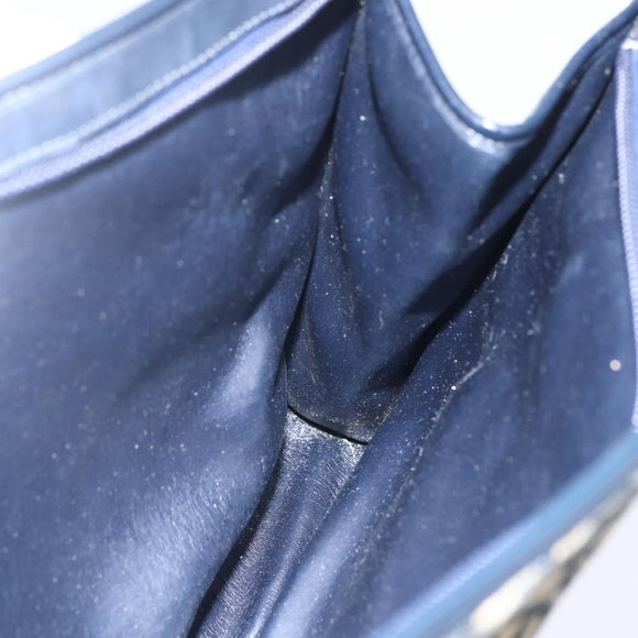 Christian Dior Trotter Canvas Hand Bag Navy Gold Auth 154735