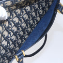 Christian Dior Trotter Canvas Hand Bag Navy Gold Auth 154735-19