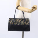 Christian Dior Trotter Canvas Hand Bag Navy Gold Auth 154735-20